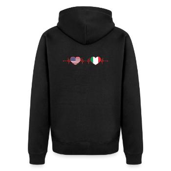 États-Unis Italie Heartbeat Cœur Américain Italien - Veste à capuche bio Premium Unisexe - noir - Dos - Nico (187cm)
