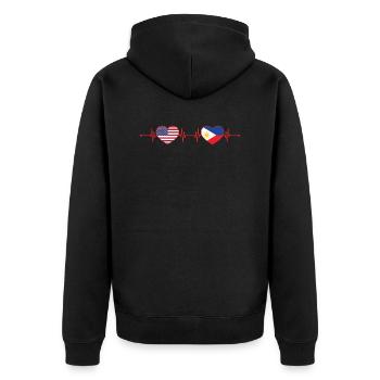 USA Philippinen Herzschlag Amerikanisch Filipino - Unisex Premium Bio Zip Hoodie - Schwarz - Hinten - Nico (187cm)