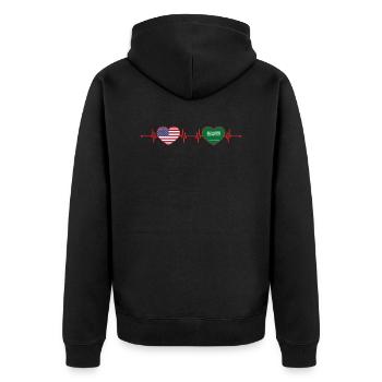 États-Unis Arabie Saoudite Heartbeat Américain Saoudien - Veste à capuche bio Premium Unisexe - noir - Dos - Nico (187cm)
