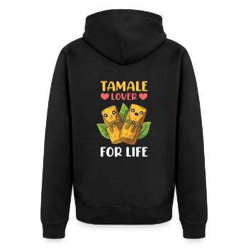 Tamales Lover for Life Kawaii Tamale Mexico Food - Unisex Premium Organic Zip Hoodie - black - Back - Nico (187cm)