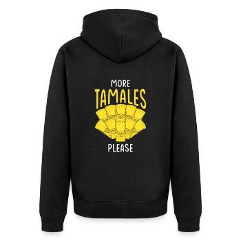 Tamales Lovers Delight - Mehr Tamales bitte - - Unisex Premium Bio Zip Hoodie - Schwarz - Hinten - Nico (187cm)