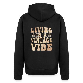 Living in a Vintage Vibe Antique Collector - Unisex Premium Organic Zip Hoodie - black - Back - Nico (187cm)