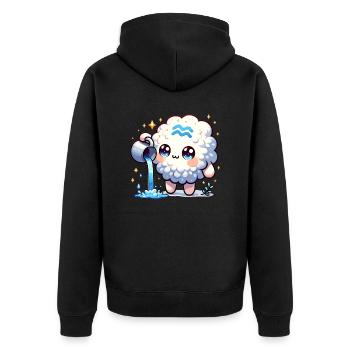 Wassermann Sternzeichen Kawaii Charakter Geburtstag - Unisex Premium Bio Zip Hoodie - Schwarz - Hinten - Nico (187cm)
