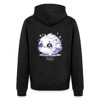 Fische Sternzeichen Kawaii Charakter Geburtstag - Unisex Premium Bio Zip Hoodie - Schwarz - Hinten - Nico (187cm)