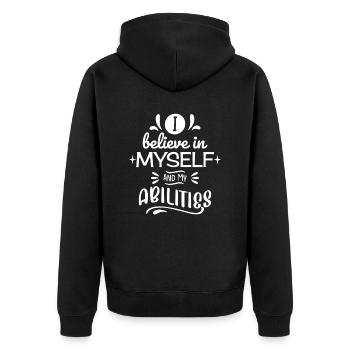 Inspirational Quote Design - I Believe In Myself - Unisex Premium Organic Zip Hoodie - black - Back - Nico (187cm)