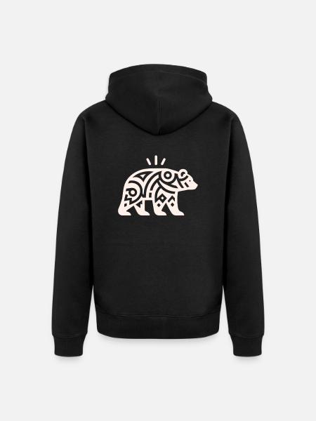 Bär Indianer-Tierkreis - Unisex Premium Bio Zip Hoodie - Schwarz
