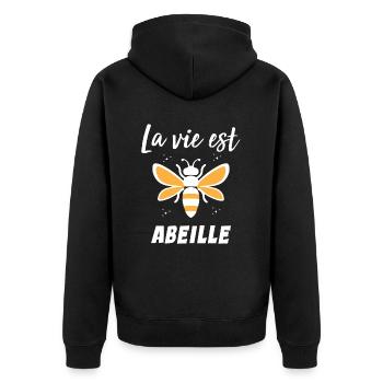 La vie est abeille - Veste à capuche bio Premium Unisexe - noir - Dos - Nico (187cm)