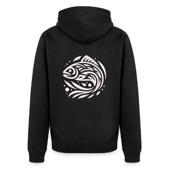 Saumon Amérindien Zodiaque - Veste à capuche bio Premium Unisexe - noir - Dos - Nico (187cm)