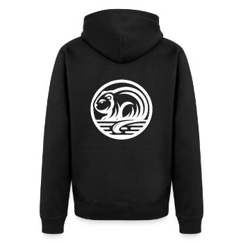Biber Indianer Tierkreiszeichen - Unisex Premium Bio Zip Hoodie - Schwarz - Hinten - Nico (187cm)