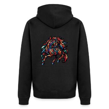 Cheval Tatouage Tribal Chinois Zodiaque - Veste à capuche bio Premium Unisexe - noir - Dos - Nico (187cm)