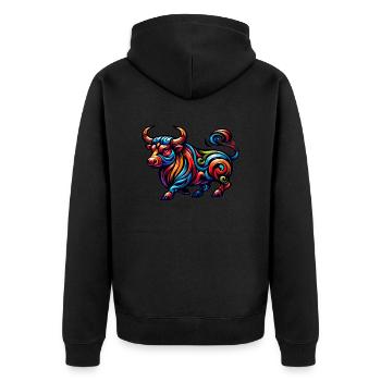 Tatouage de bœuf Tribal du zodiaque chinois - Veste à capuche bio Premium Unisexe - noir - Dos - Nico (187cm)