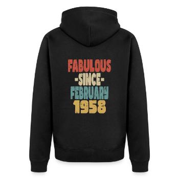 Fabuleux février 1958 - Veste à capuche bio Premium Unisexe - noir - Dos - Nico (187cm)