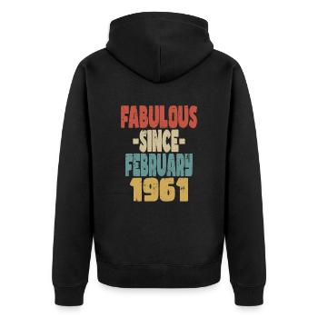 Fabuleux février 1961 - Veste à capuche bio Premium Unisexe - noir - Dos - Nico (187cm)