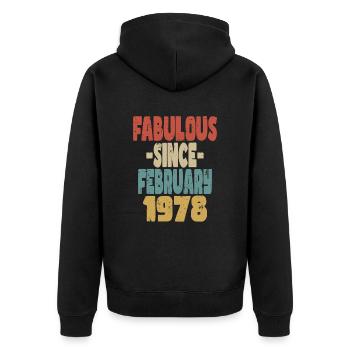 Fabelhafter Februar 1978 - Unisex Premium Bio Zip Hoodie - Schwarz - Hinten - Nico (187cm)