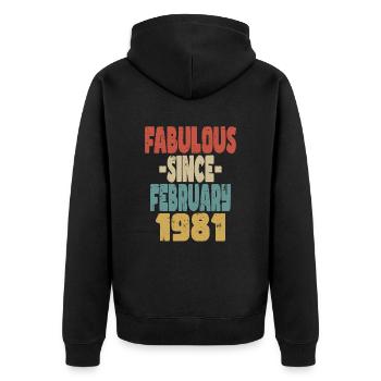 Fabuleux Février 1981 - Veste à capuche bio Premium Unisexe - noir - Dos - Nico (187cm)