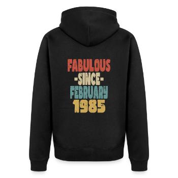Fabulous February 1985 - Unisex Premium Organic Zip Hoodie - black - Back - Nico (187cm)