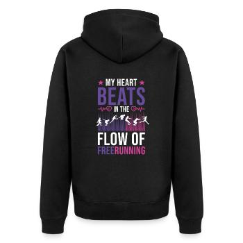 Freerunning Parkour Athlete - Unisex Premium Organic Zip Hoodie - black - Back - Nico (187cm)