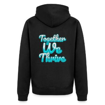 Family Unity Inspiration Zitat Gemeinsam gedeihen wir - Unisex Premium Bio Zip Hoodie - Schwarz - Hinten - Nico (187cm)