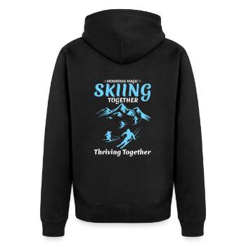 Bergzauber Skifahren zu zweit Familienurlaub Skifahren - Unisex Premium Bio Zip Hoodie - Schwarz - Hinten - Nico (187cm)