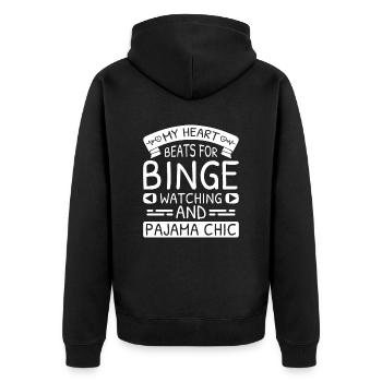 Perfektes Binge-Watching-Design für Liebhaber von TV-Serien - Unisex Premium Bio Zip Hoodie - Schwarz - Hinten - Nico (187cm)