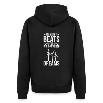 Windkraftanlagentechniker Windmühle - Unisex Premium Bio Zip Hoodie - Schwarz - Hinten - Nico (187cm)