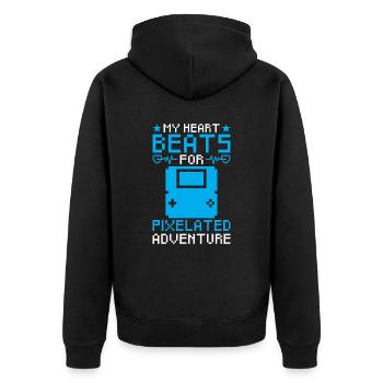 Retro Gaming Love Nostalgia Pixel Graphics - Unisex Premium Organic Zip Hoodie - black - Back - Nico (187cm)