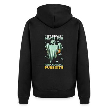 Ghost Hunting: Essentielles Design für Paranormales - Unisex Premium Bio Zip Hoodie - Schwarz - Hinten - Nico (187cm)