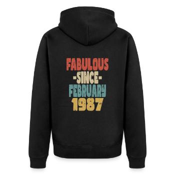 Fabulous February 1987 - Unisex Premium Organic Zip Hoodie - black - Back - Nico (187cm)