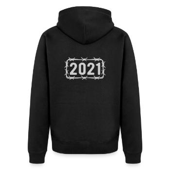Birthday Vintage 2021 Barbed Wire - Unisex Premium Organic Zip Hoodie - black - Back - Nico (187cm)