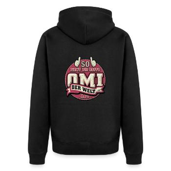 So sieht die beste Omi der Welt aus - Unisex Premium Bio Zip Hoodie - Schwarz - Hinten - Nico (187cm)