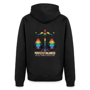 Libra Star Sign Balance & Harmony Art - Unisex Premium Organic Zip Hoodie - black - Back - Nico (187cm)