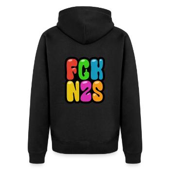 FCK NZS - Contre la droite - Plus jamais ça c’est maintenant - Veste à capuche bio Premium Unisexe - noir - Dos - Nico (187cm)