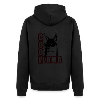 Cooles Lama mit Sonnenbrille - Unisex Premium Bio Zip Hoodie - Schwarz - Hinten - Nico (187cm)