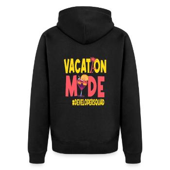 Entwickler-Urlaub im Vacy-Modus Developersquad - Unisex Premium Bio Zip Hoodie - Schwarz - Hinten - Nico (187cm)