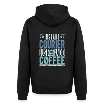 Instant Courier Just Add Coffee - Unisex Premium Organic Zip Hoodie - black - Back - Nico (187cm)