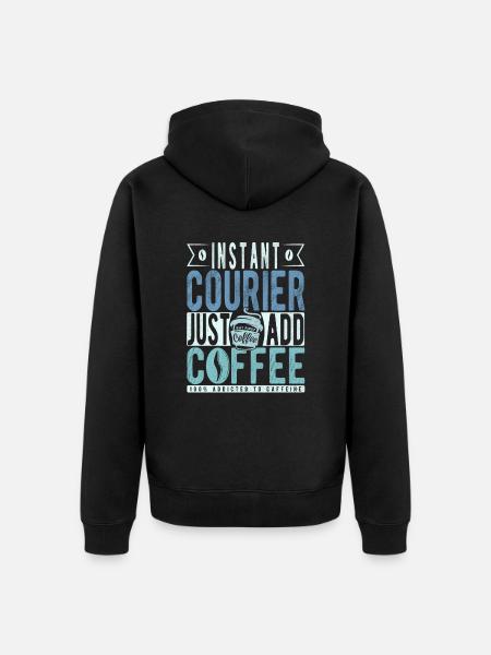 Instant Courier Just Add Coffee - Unisex Premium Organic Zip Hoodie - black