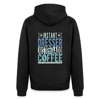 Instant-Kommode einfach Kaffee hinzufügen - Unisex Premium Bio Zip Hoodie - Schwarz - Hinten - Nico (187cm)