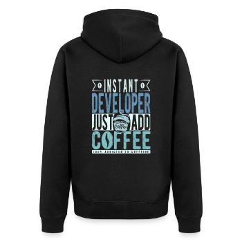 Instant-Entwickler Fügen Sie einfach Kaffee hinzu - Unisex Premium Bio Zip Hoodie - Schwarz - Hinten - Nico (187cm)