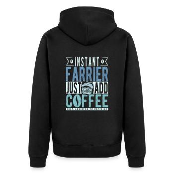Instant-Hufschmied einfach Kaffee hinzufügen - Unisex Premium Bio Zip Hoodie - Schwarz - Hinten - Nico (187cm)