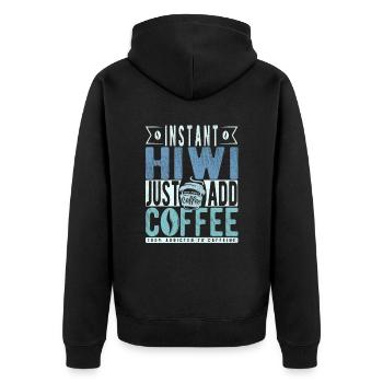 Instant-Hiwi Einfach Kaffee hinzufügen - Unisex Premium Bio Zip Hoodie - Schwarz - Hinten - Nico (187cm)
