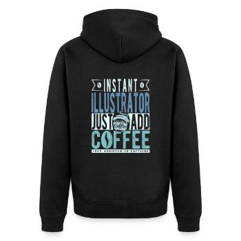 Instant Illustrator Fügen Sie einfach Kaffee hinzu - Unisex Premium Bio Zip Hoodie - Schwarz - Hinten - Nico (187cm)
