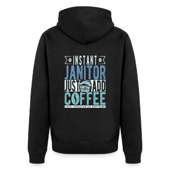 Instant-Hausmeister Fügen Sie einfach Kaffee hinzu - Unisex Premium Bio Zip Hoodie - Schwarz - Hinten - Nico (187cm)