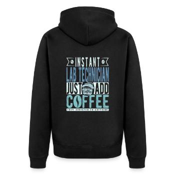 Instant Lab Technician Just Add Coffee - Unisex Premium Organic Zip Hoodie - black - Back - Nico (187cm)