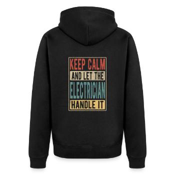Elektriker Retro Geschenk - Unisex Premium Bio Zip Hoodie - Schwarz - Hinten - Nico (187cm)