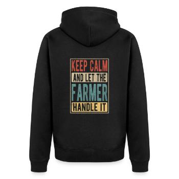 Farmer Retro Geschenk - Unisex Premium Bio Zip Hoodie - Schwarz - Hinten - Nico (187cm)