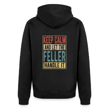 Feller Retro Geschenk - Unisex Premium Bio Zip Hoodie - Schwarz - Hinten - Nico (187cm)