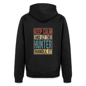 Hunter Retro Gift - Unisex Premium Organic Zip Hoodie - black - Back - Nico (187cm)
