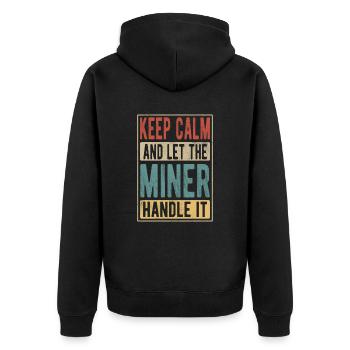 Miner Retro Geschenk - Unisex Premium Bio Zip Hoodie - Schwarz - Hinten - Nico (187cm)