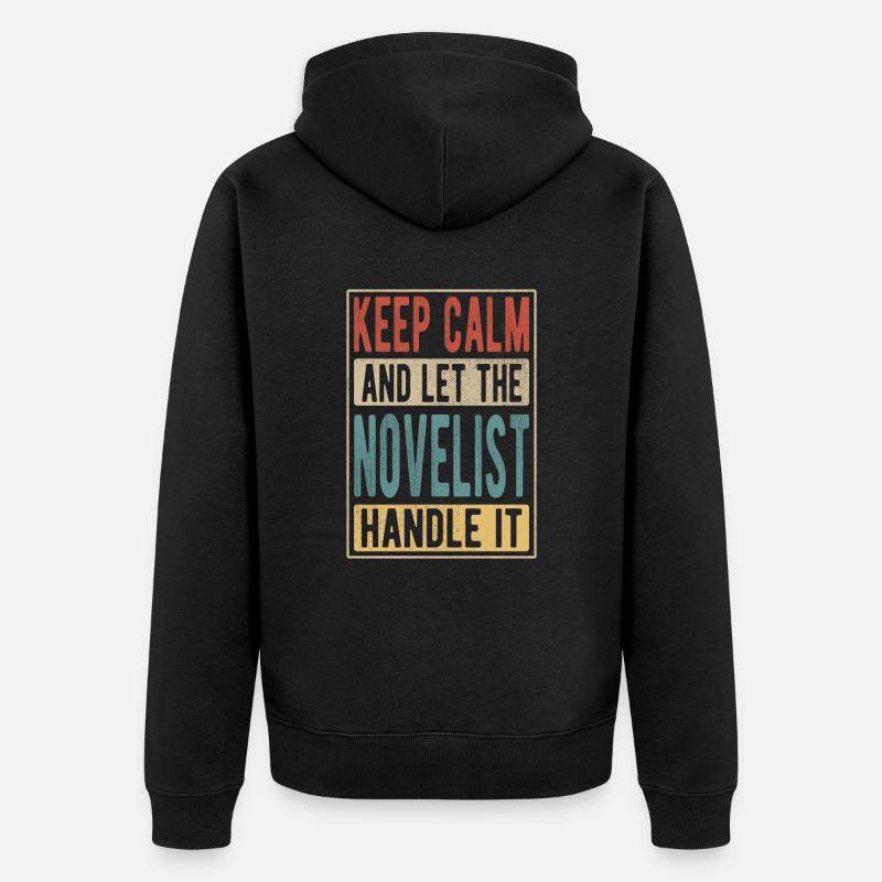 Romanautor Retro Geschenk - Unisex Premium Bio Zip Hoodie - Schwarz