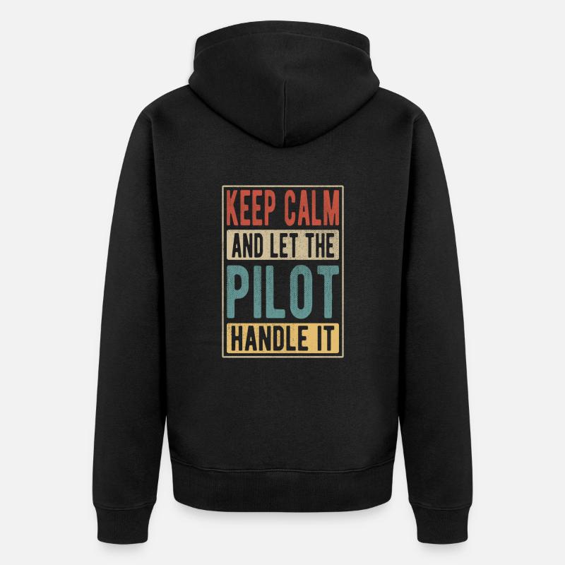 Pilot Retro Geschenk - Unisex Premium Bio Zip Hoodie - Schwarz